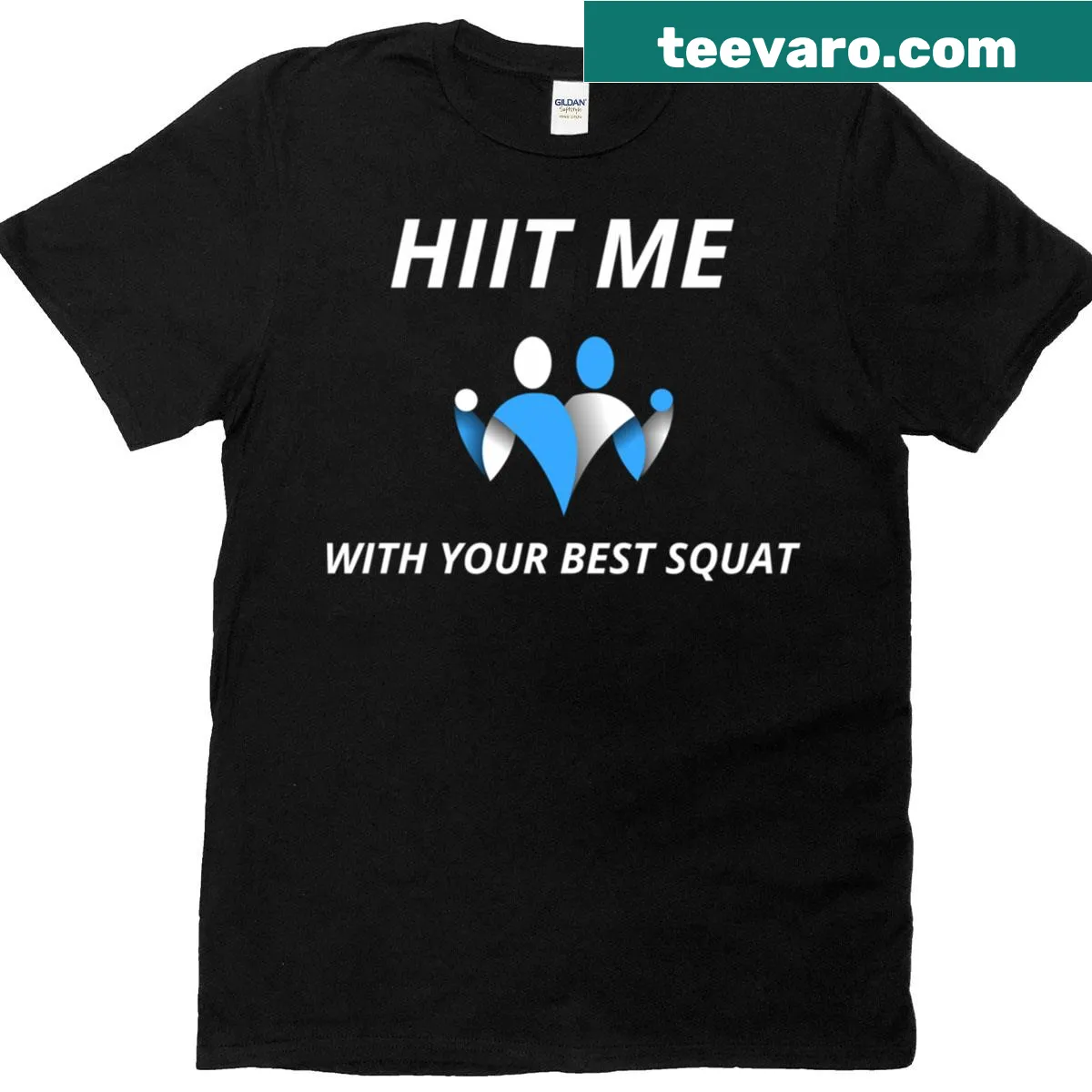 Fitness-themed T-shirt with a motivational saying about squats. — on a men's t-shirt