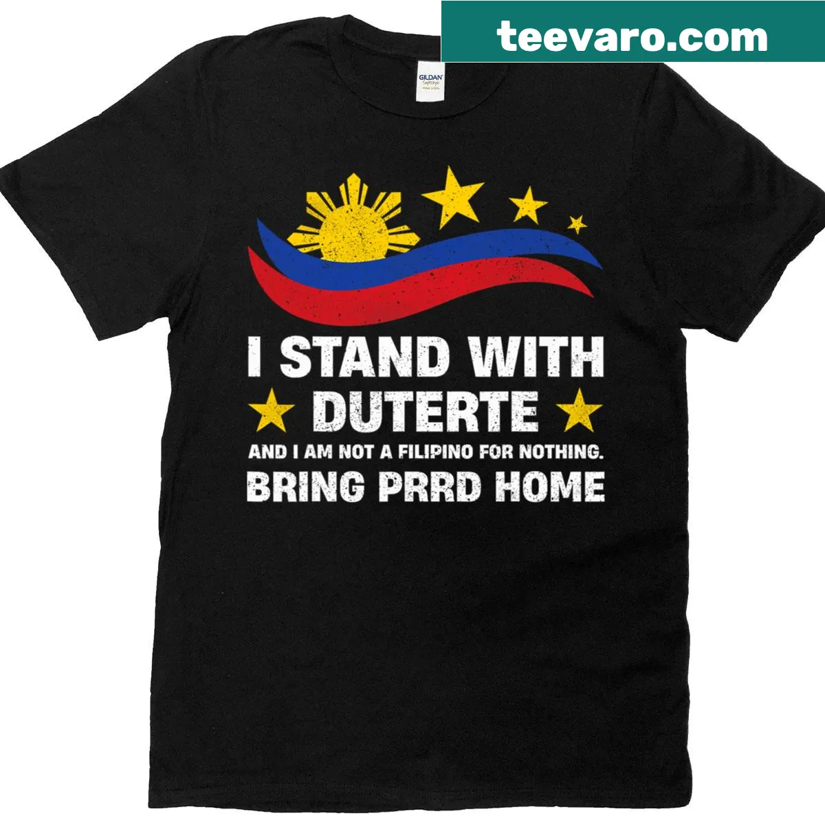 Statement t-shirt supporting Duterte with bold text — on a men's t-shirt