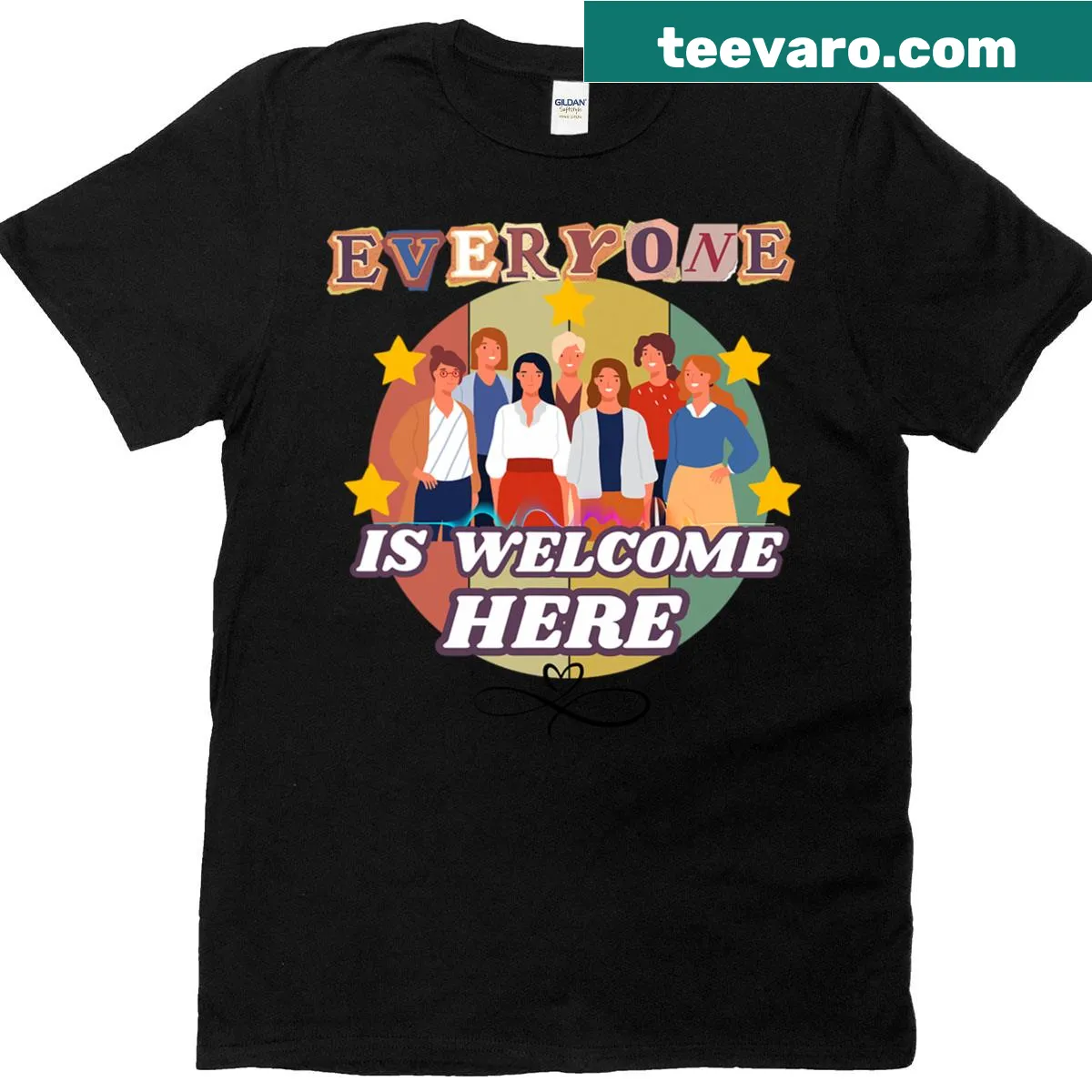 Inclusive T-shirt with a welcoming message — on a men's t-shirt