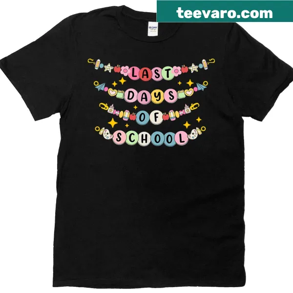 Cartoon graphic celebrating the last days of school on a kids t-shirt