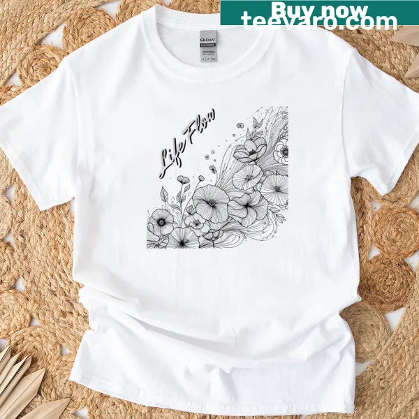 Illustrated t-shirt celebrating flowers and plants with a movement theme