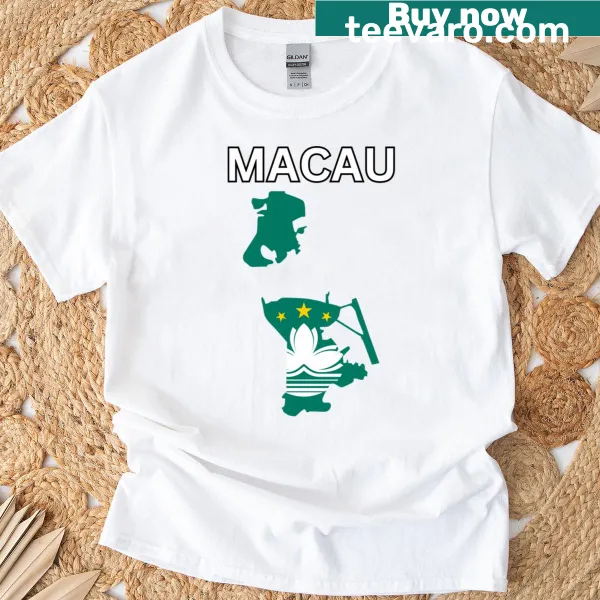 Macau flag map t-shirt featuring a unique design