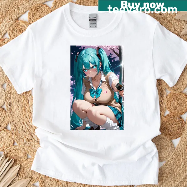 Anime-themed t-shirt featuring Miku Hatsune with an assassination squad