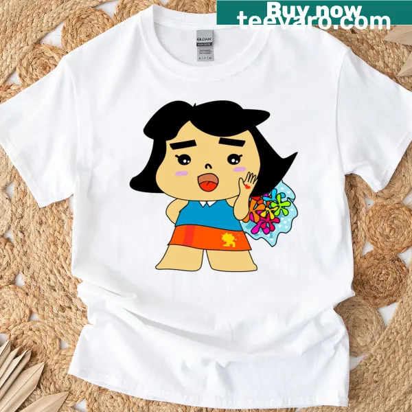 Munin Chibi Energy T-shirt with cute character and bouquet