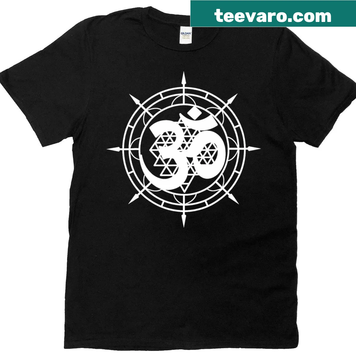 T-shirt featuring the Om Yantra spiritual symbol — on a men's t-shirt