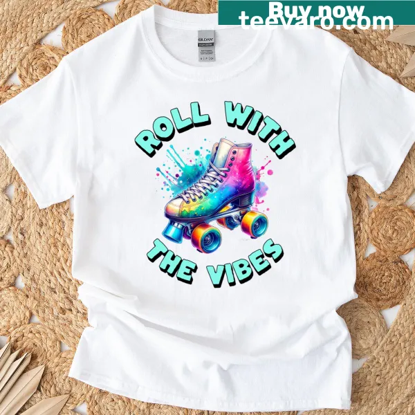 Playful 'Roll With The Vibes' graphic t-shirt