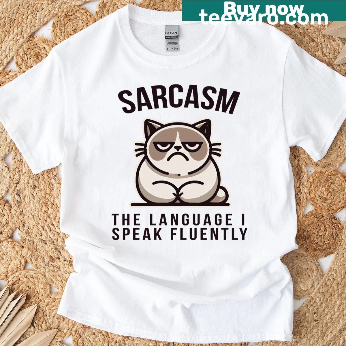 Sarcasm-themed t-shirt with bold typography stating the phrase. — on a men's t-shirt