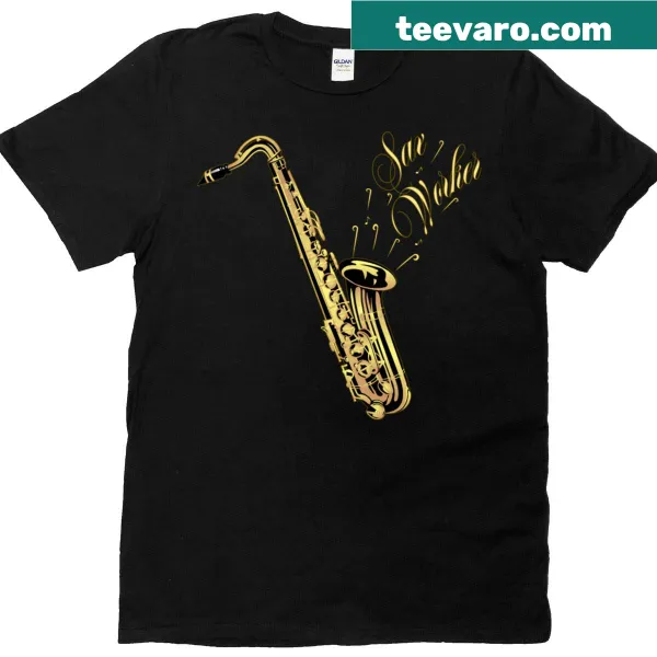 T-shirt celebrating saxophonists with the phrase 'Sax Worker.'