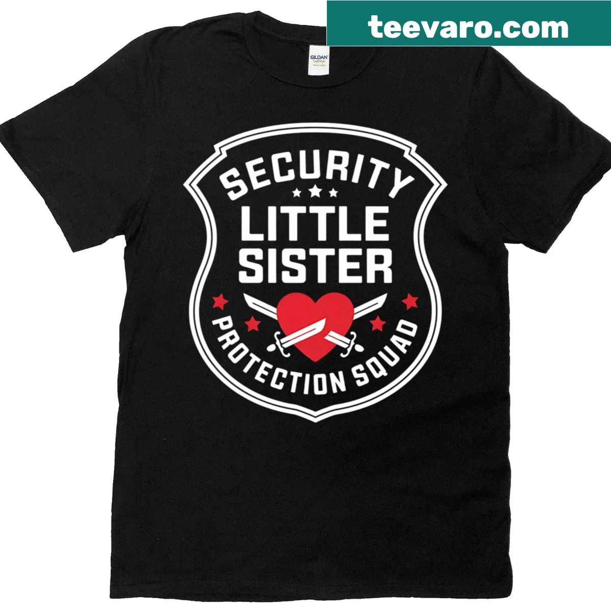 Typography t-shirt for little sister with protection squad theme — on a men's t-shirt