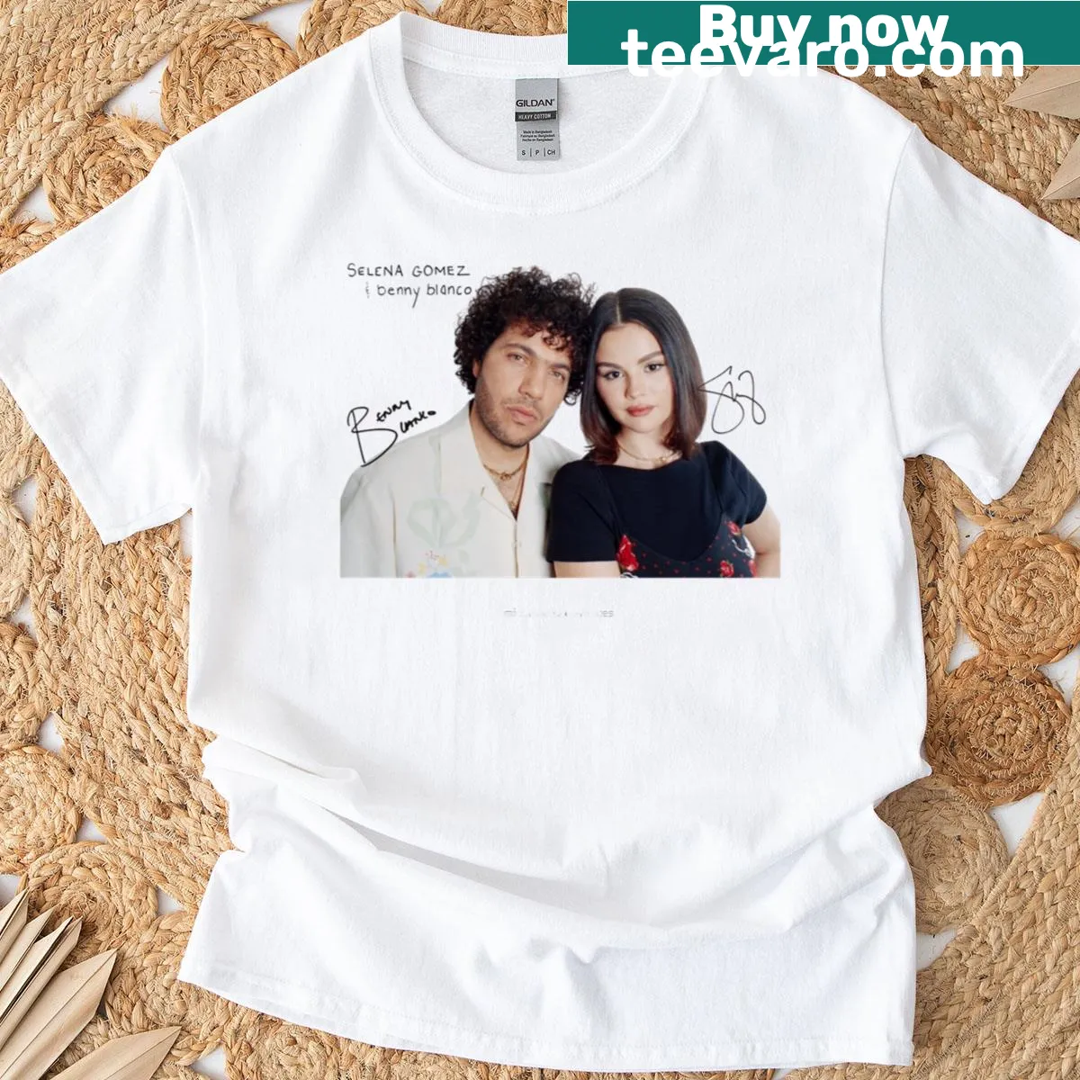 Vintage-style shirt featuring Selena and Benny — on a men's t-shirt