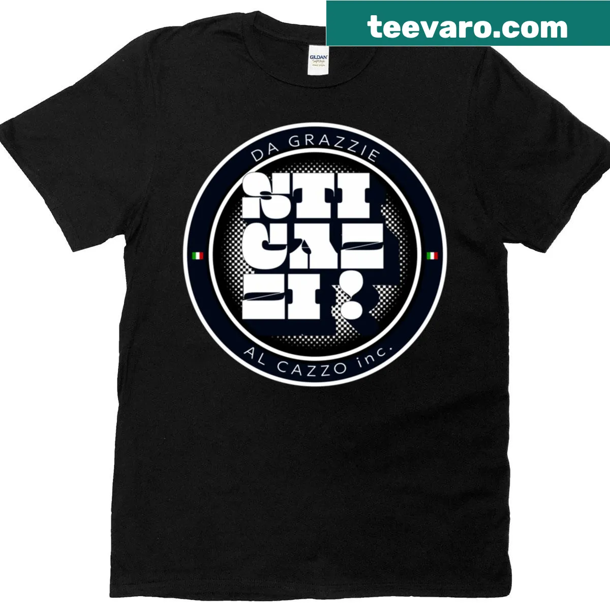 White T-shirt with Italian expressions 'Sticazzi' and 'Grazie Al Cazzo' — on a men's t-shirt