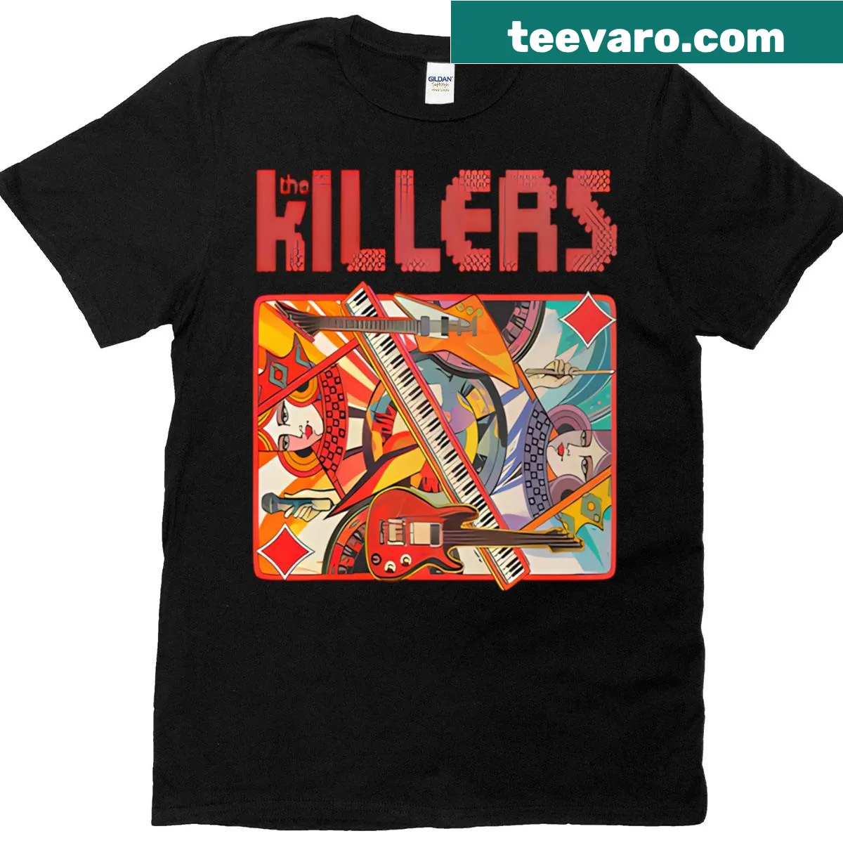 Vintage-style The Killers band logo t-shirt — on a men's t-shirt