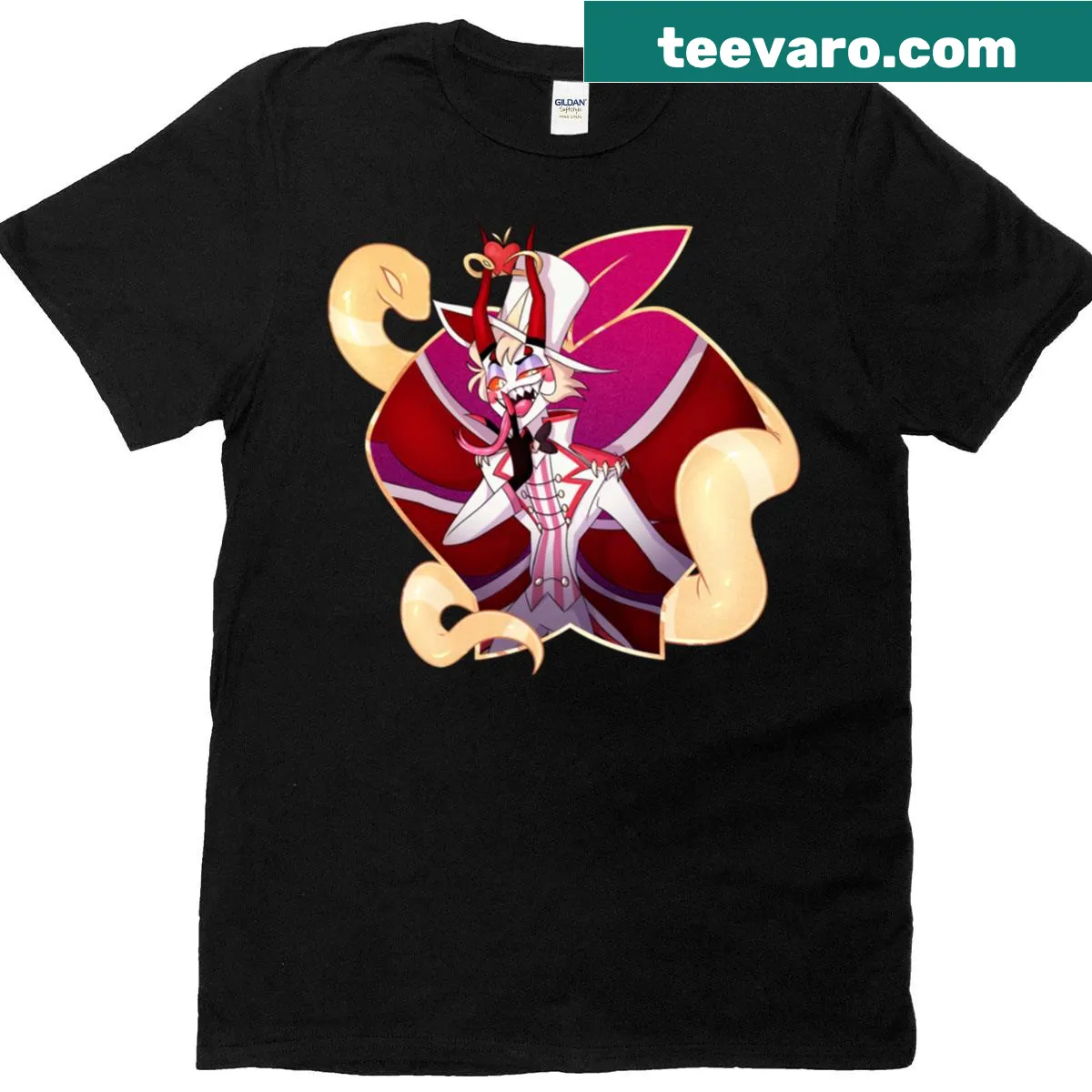 Bold T-shirt with powerful imagery titled 'The King Of Hell!'. — on a men's t-shirt