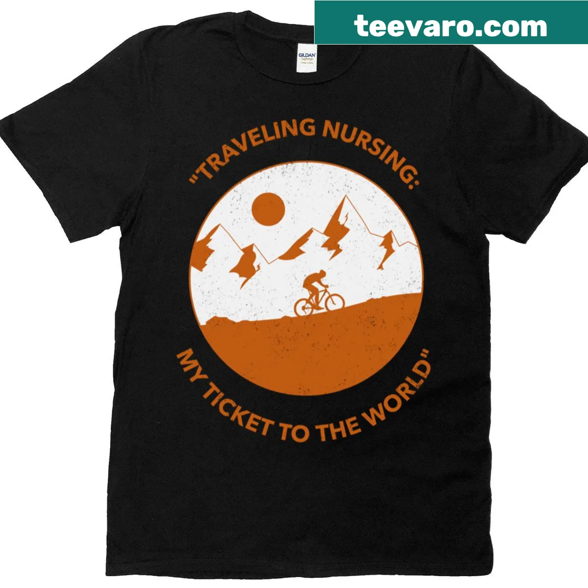 Inspirational typography design for traveling nurses — on a men's t-shirt