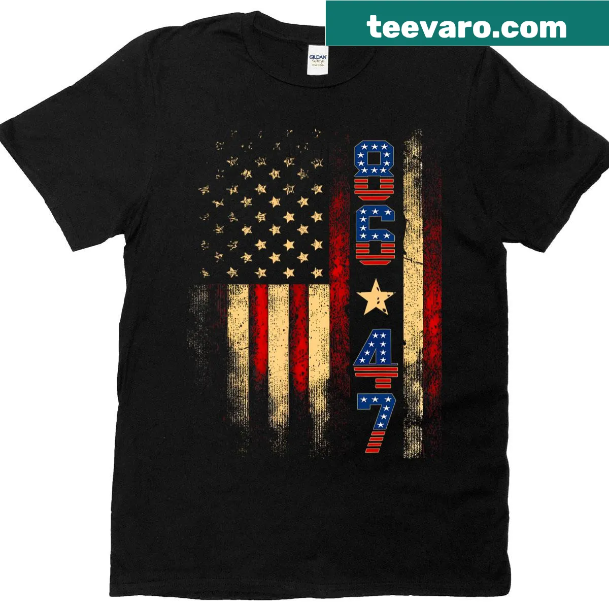 Patriotic shirt with US flag and text 'We The People Impeach 47' — on a men's t-shirt