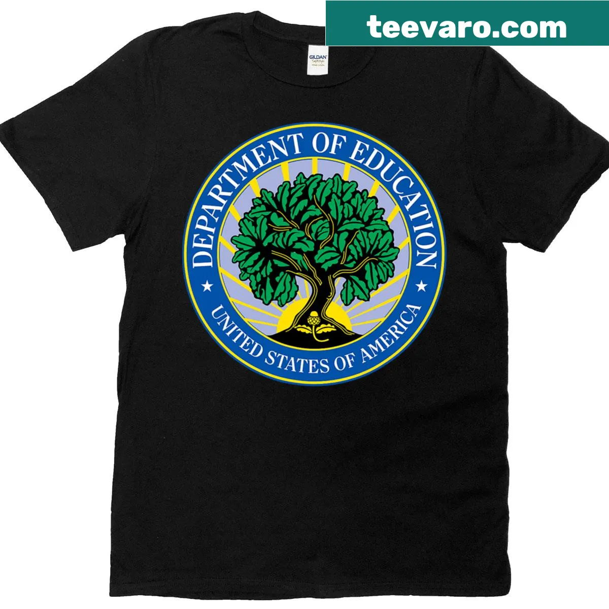 T-shirt with 'United States Department of Education' text design — on a men's t-shirt