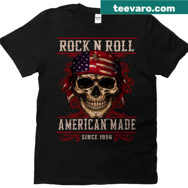 Vintage-style T-shirt celebrating American rock 'n' roll