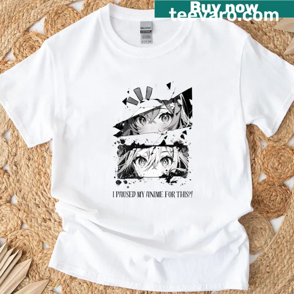 Classic anime-themed t-shirt with a humorous paused design