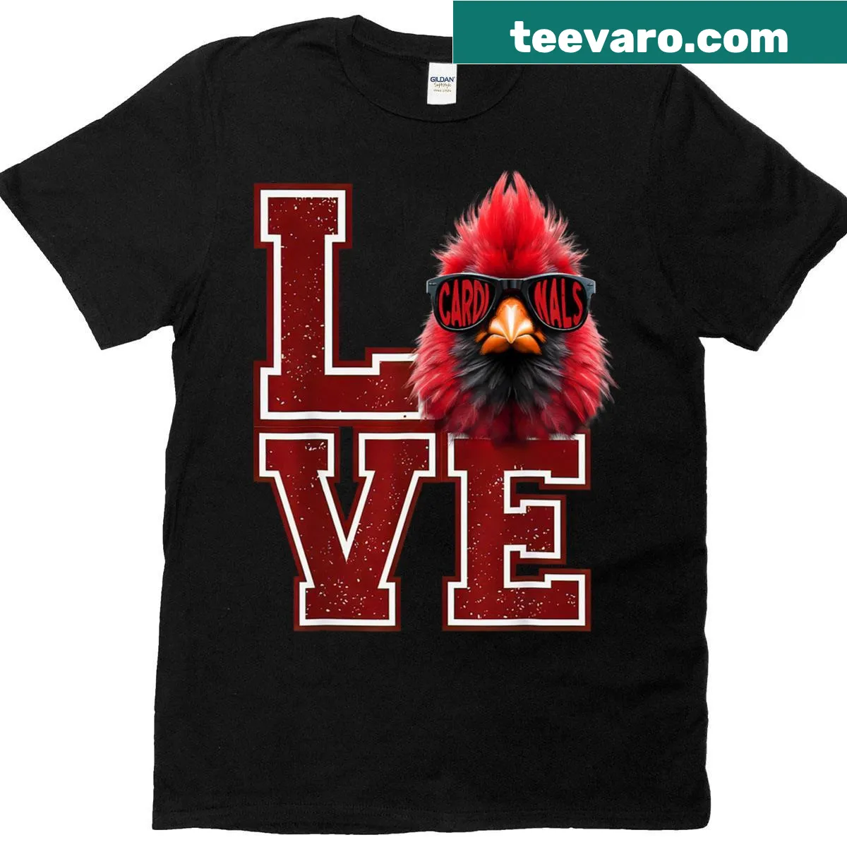 Illustrated Cardinal Bird t-shirt for kids and adults — on a men's t-shirt
