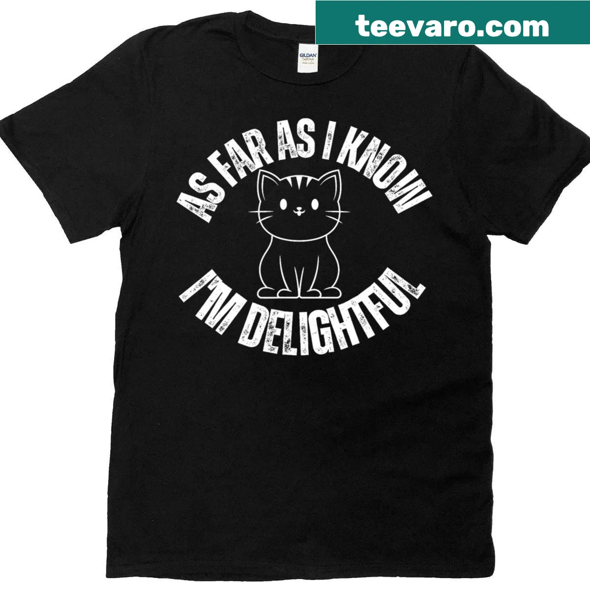 Funny t-shirt with cat graphics and humorous text — on a men's t-shirt