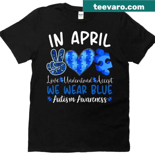 Blue t-shirt for autism awareness with engaging text