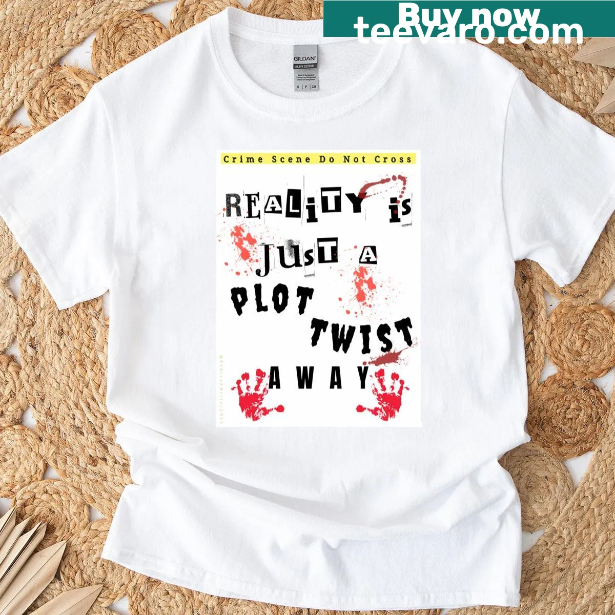 Text-based T-shirt with intriguing phrase — on a men's t-shirt