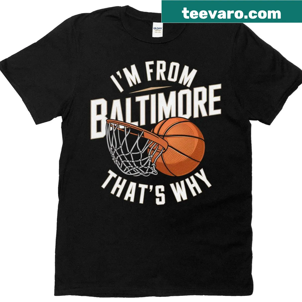 Funny basketball lover T-shirt with Baltimore pride — on a men's t-shirt