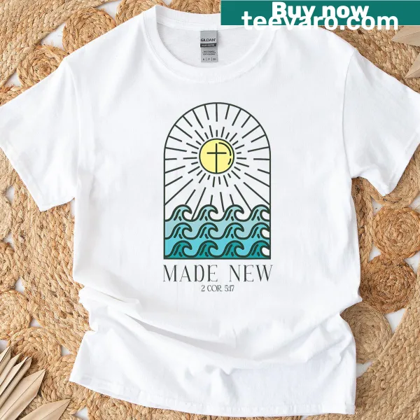 Simple graphic tee with the phrase 'New Made' celebrating baptism.