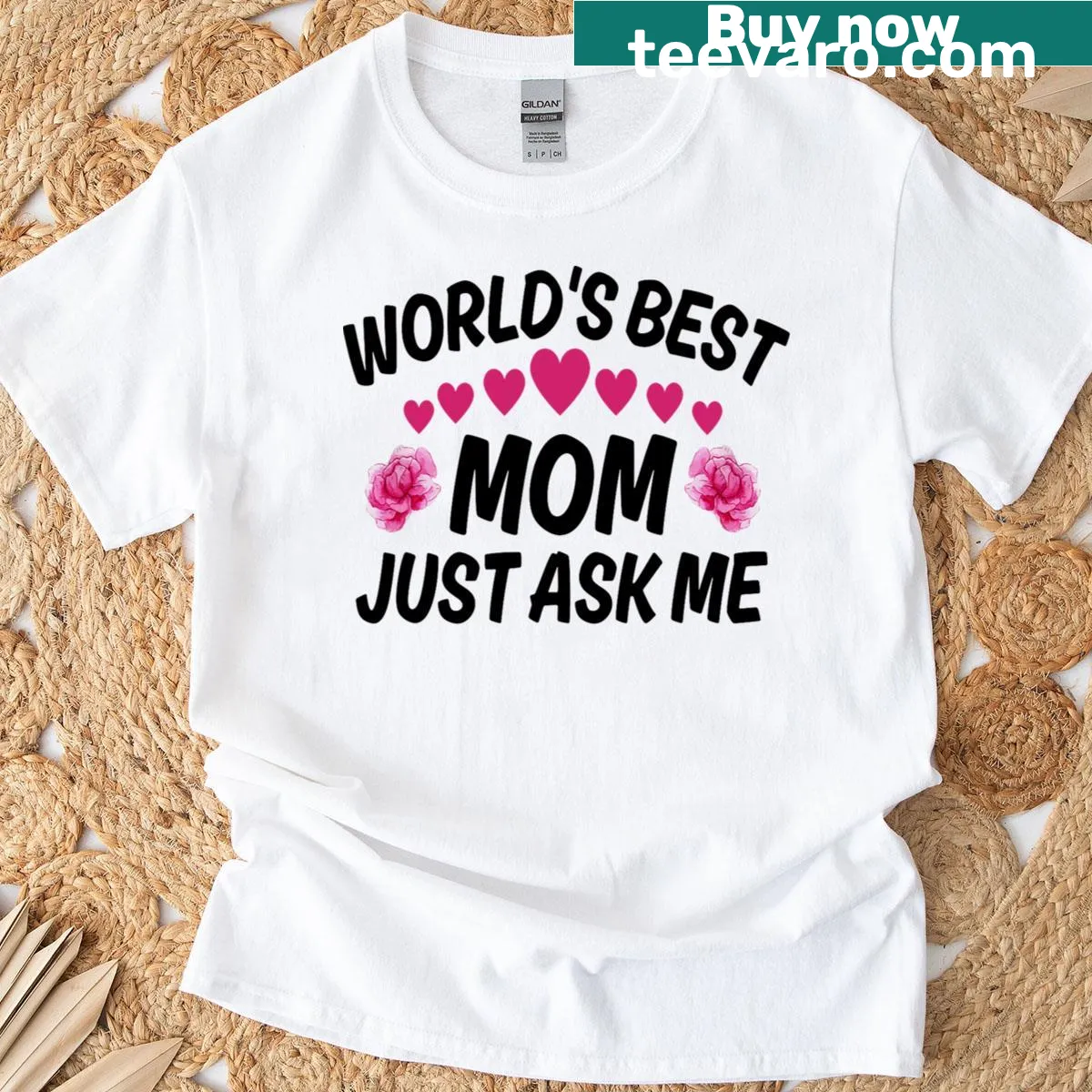 T-shirt with text Best Moms Just Ask Me in a charming font — on a men's t-shirt