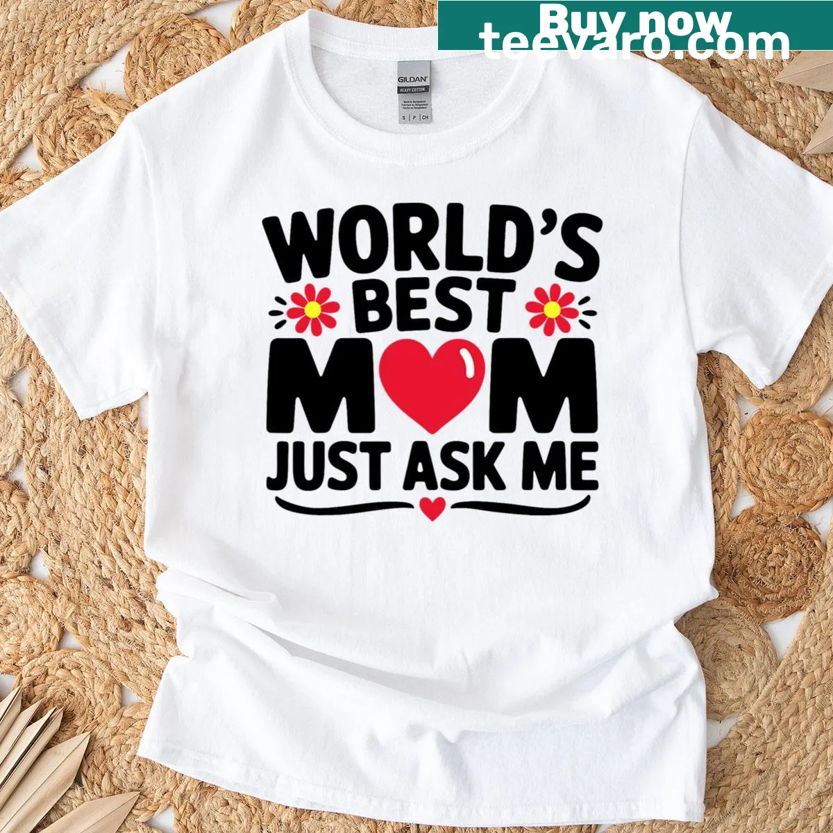 Shirt featuring 'Best Moms Worlds Just Ask' text in a fun design — on a men's t-shirt
