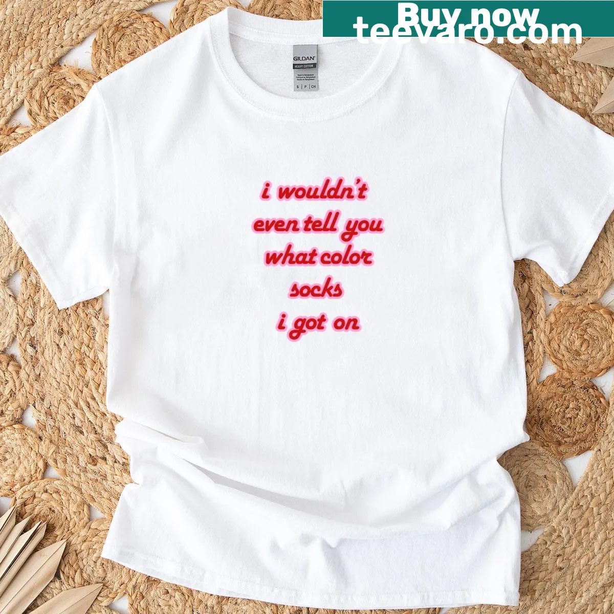 Edgy T-shirt with 'What Color Socks' phrase in bold typography — on a men's t-shirt
