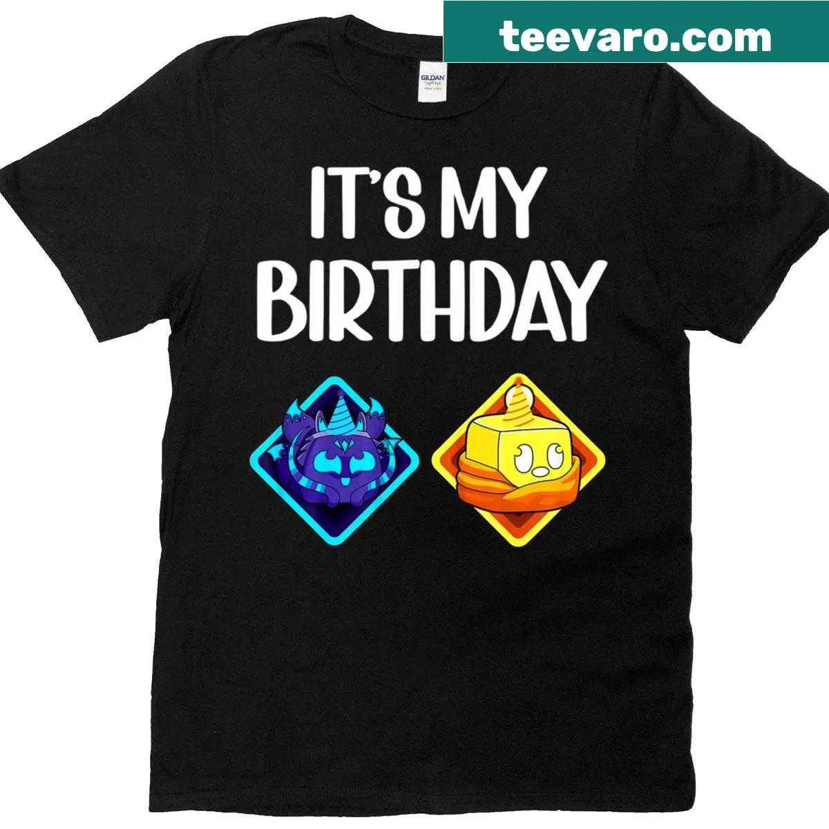 Cartoon t-shirt with playful blob fruits design for birthday — on a men's t-shirt