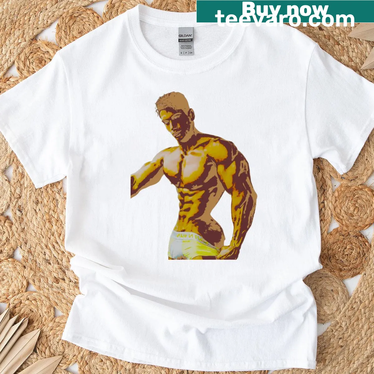 Bold triceps graphic T-shirt for fitness enthusiasts — on a men's t-shirt