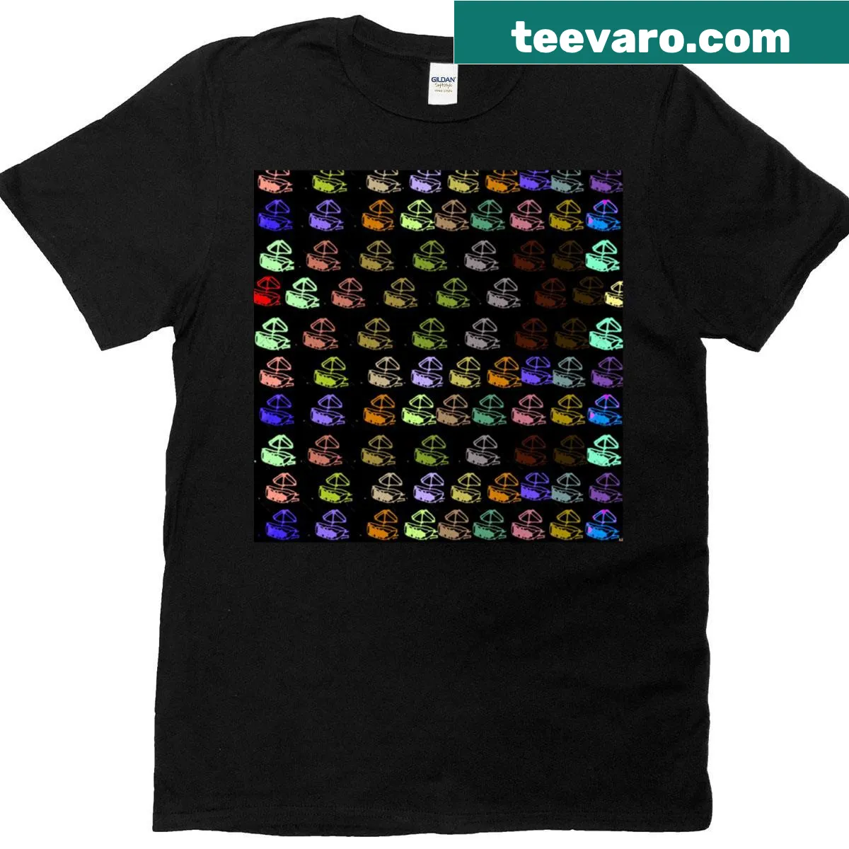 Cartoon boat design T-shirt with playful illustrations — on a men's t-shirt