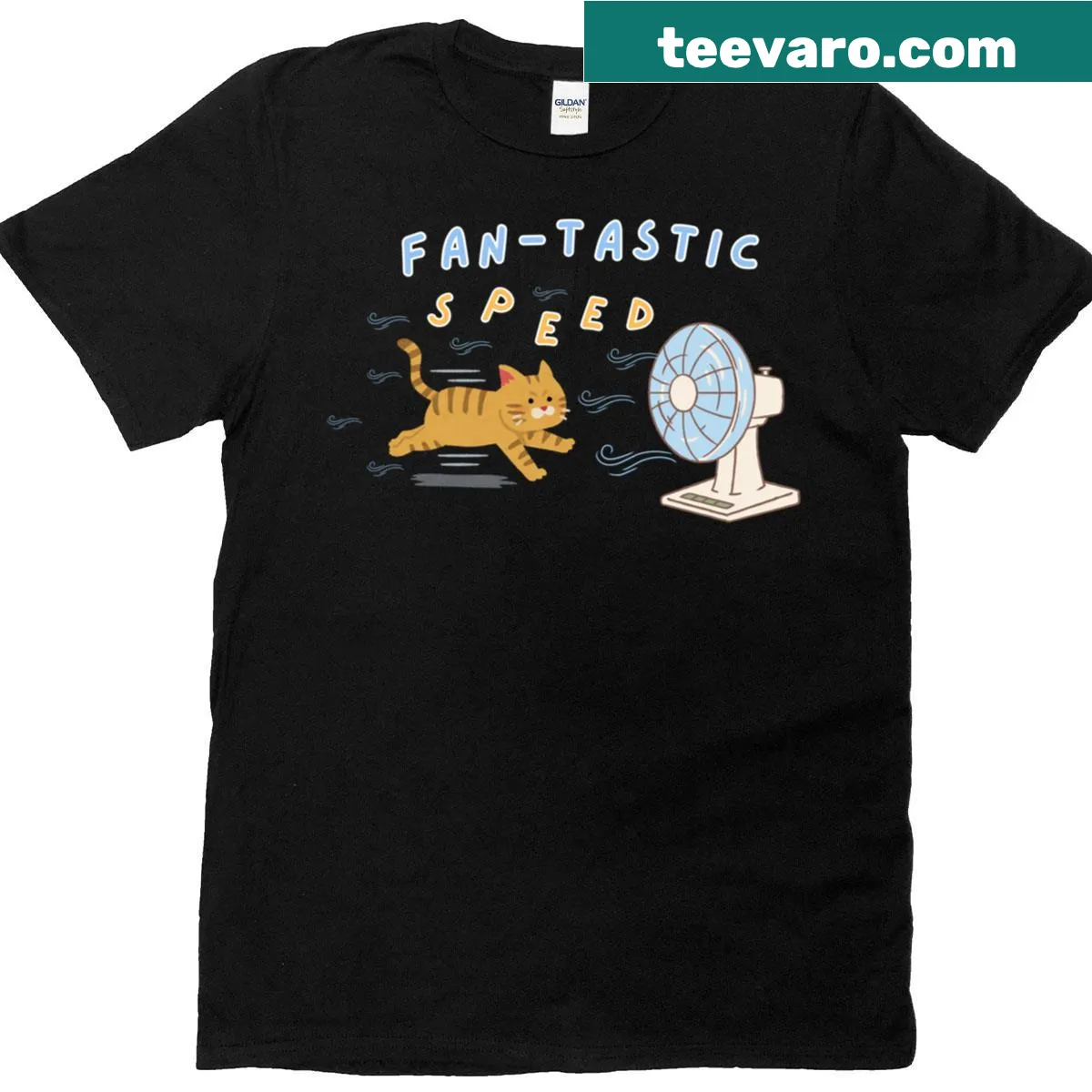 Funny cartoon cat racing design on a t-shirt — on a men's t-shirt