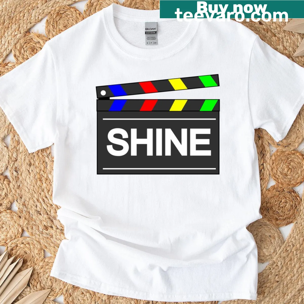 Minimalist shine graphic on a Classic T-shirt in typography style. — on a men's t-shirt