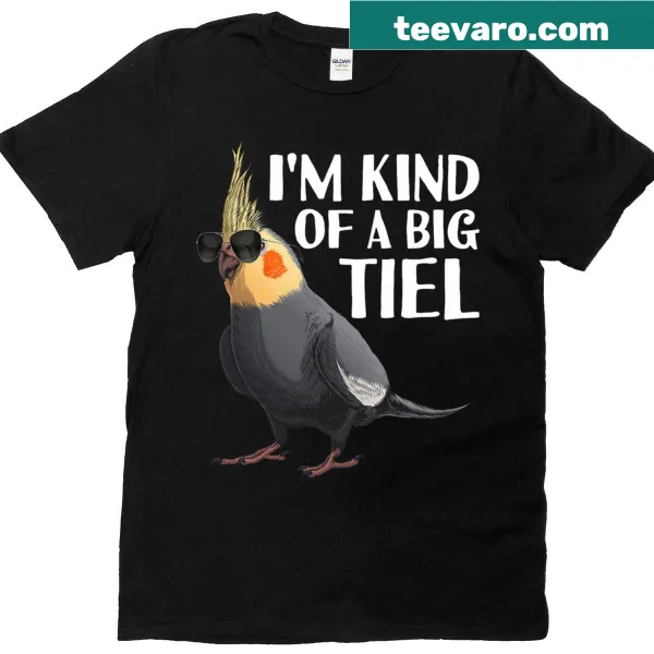 Illustrated cockatiel design on a men's t-shirt for bird lovers