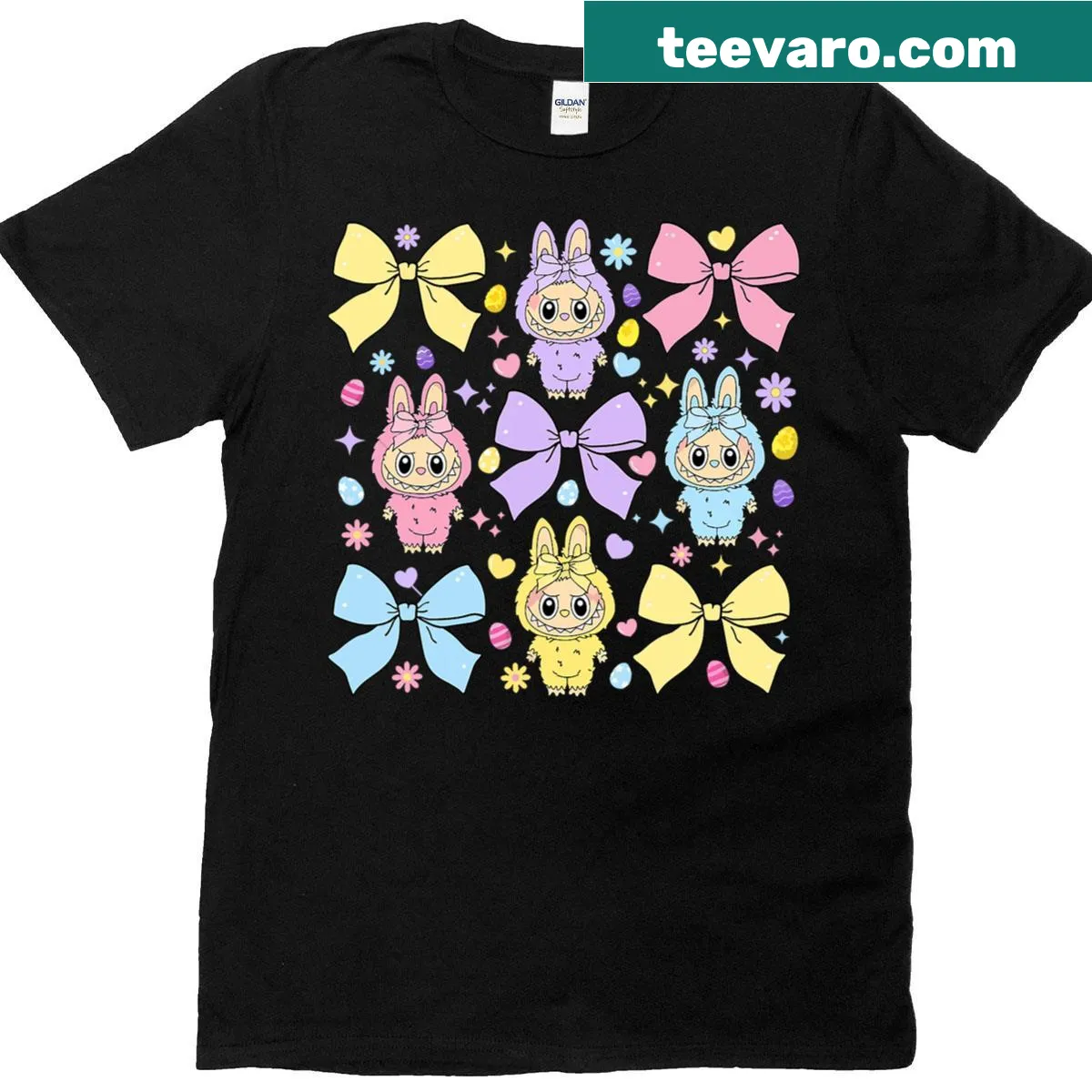 Cute doll design T-shirt for kids with Easter coquette bow — on a men's t-shirt