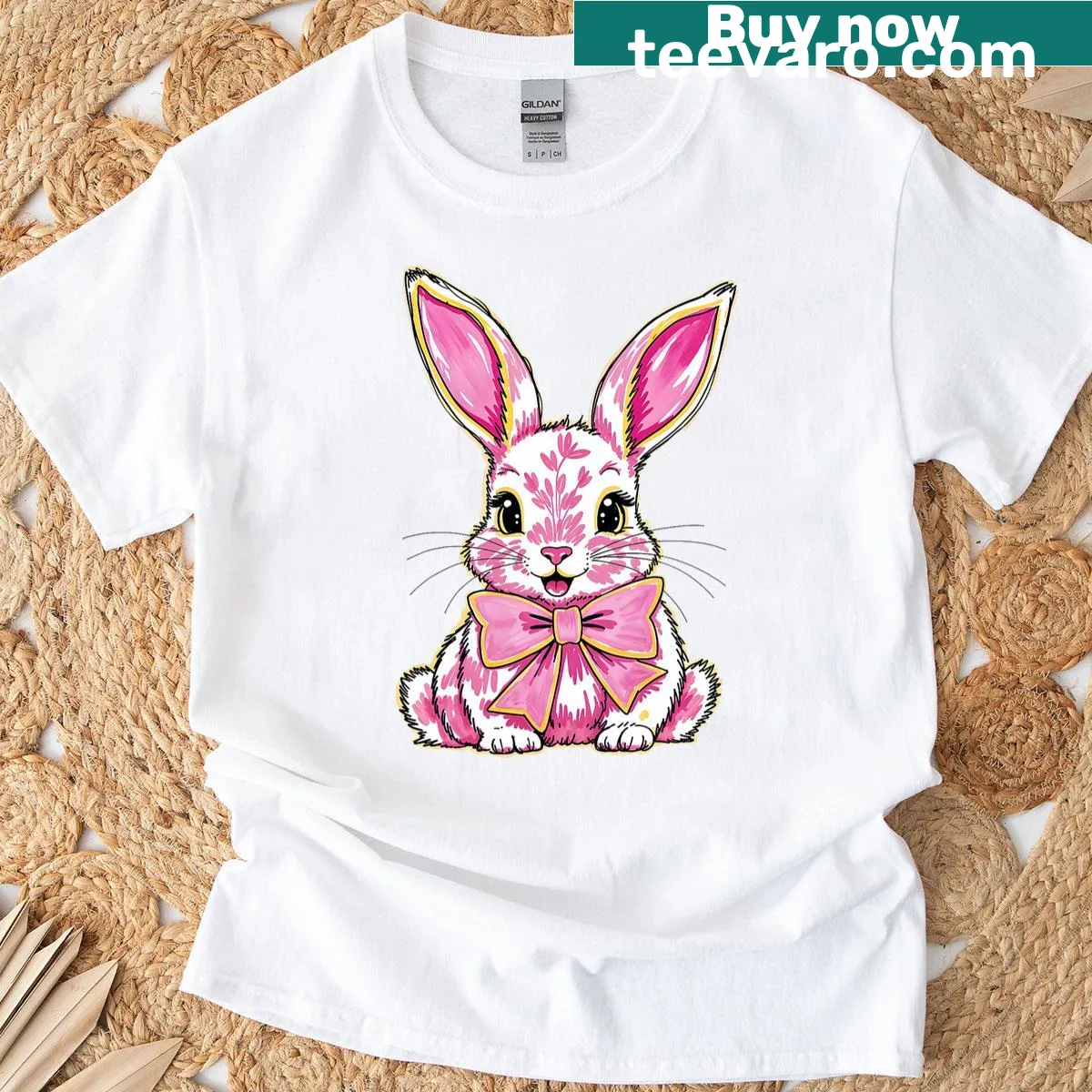 Kids T-shirt with happy Easter bunny illustration — on a men's t-shirt