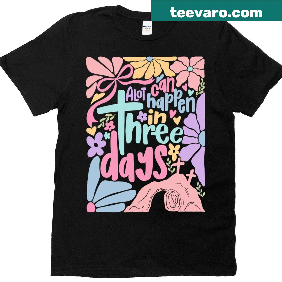 Cute kids Easter t-shirt with floral design — on a men's t-shirt