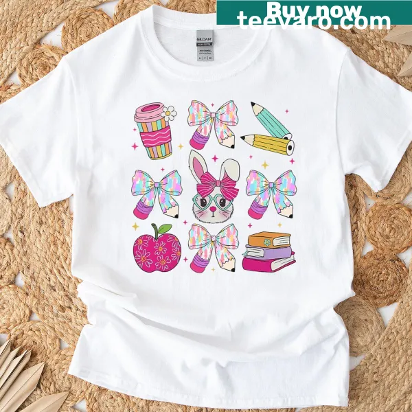 Cute bunny graphic on an Easter-themed girls T-shirt