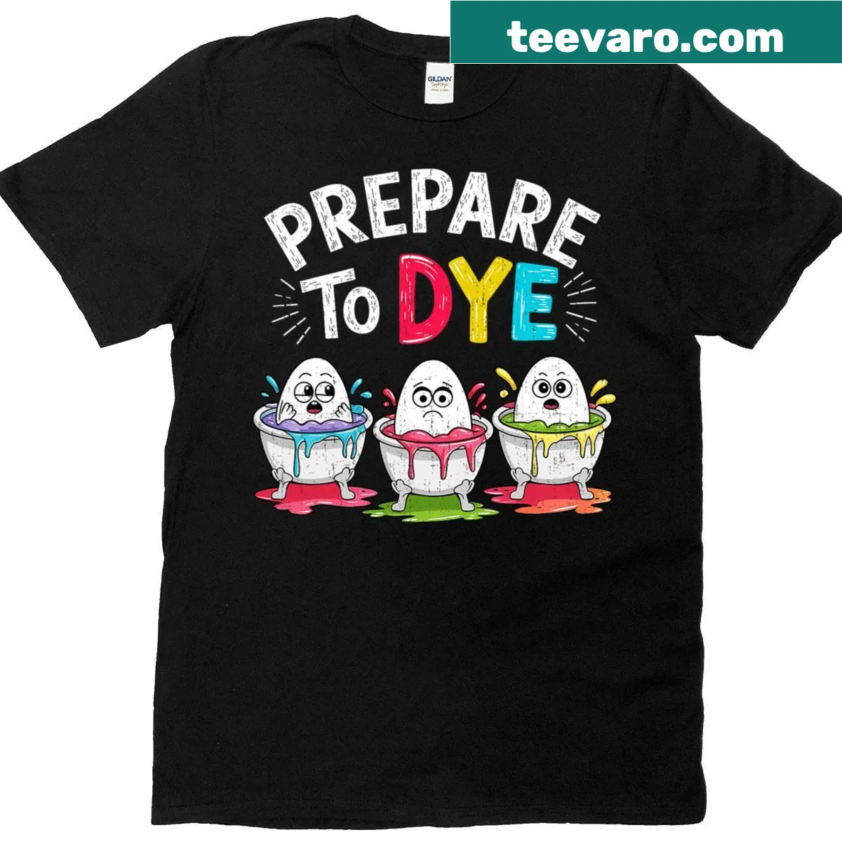 Funny Easter T-shirt with a humorous egg hunting phrase — on a men's t-shirt