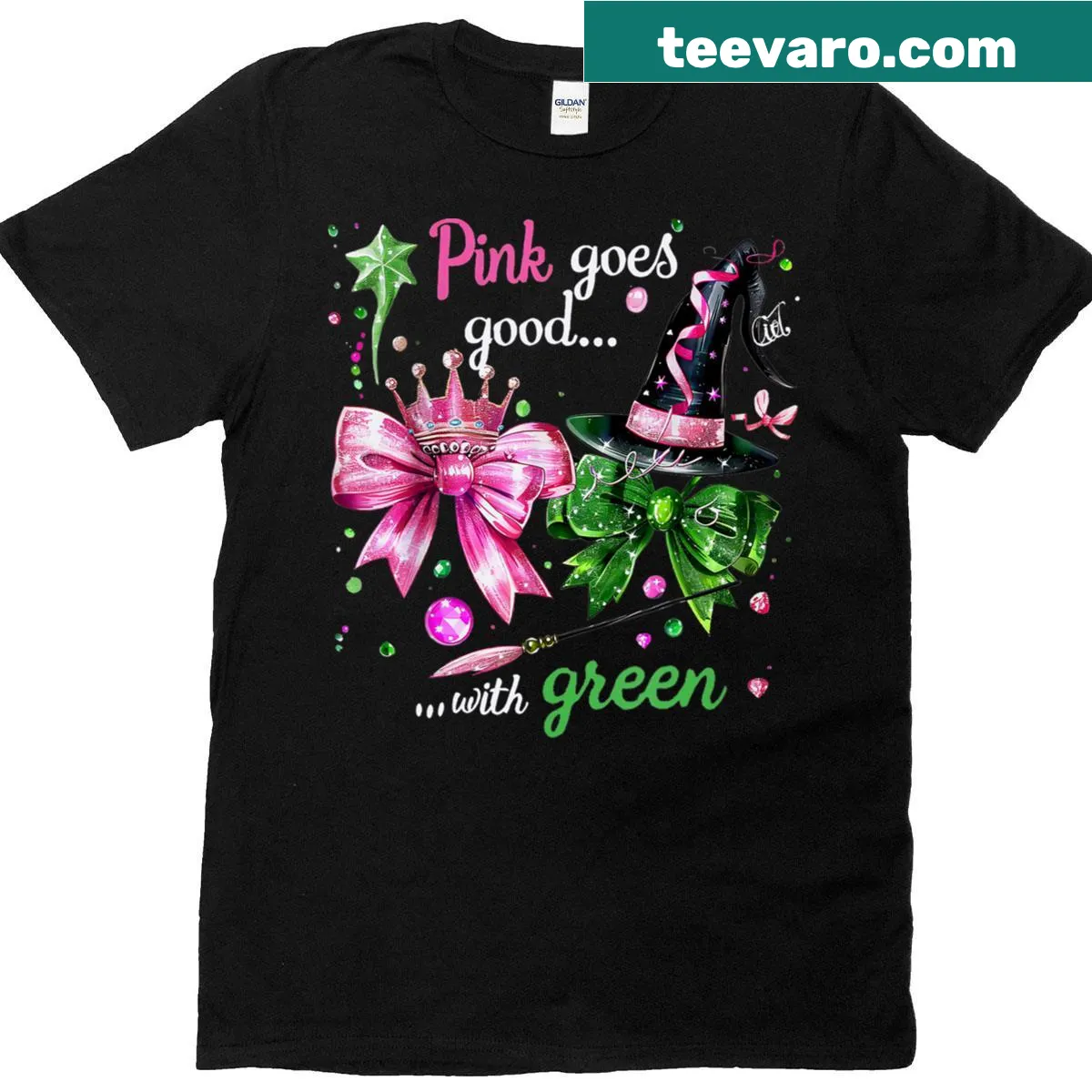 Illustration of a witch with a humorous Halloween phrase — on a men's t-shirt