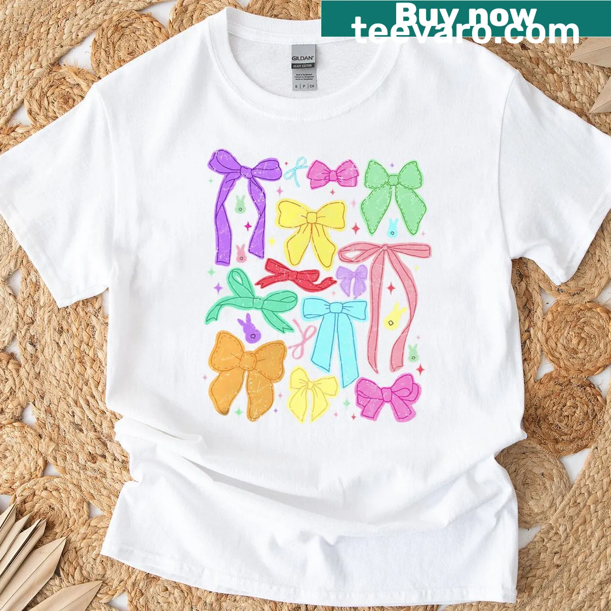 Cute Easter T-shirt with bow graphic for kids — on a men's t-shirt