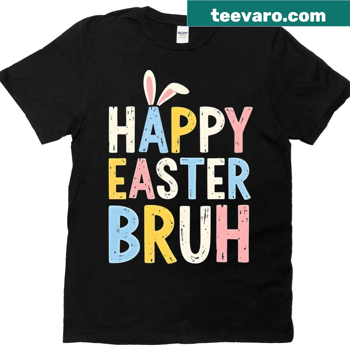 Funny Easter t-shirt featuring a bunny and meme-inspired text — on a men's t-shirt