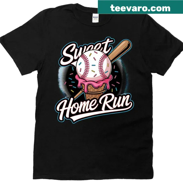 Playful T-shirt with home plate graphic dripping with ice cream and sprinkles