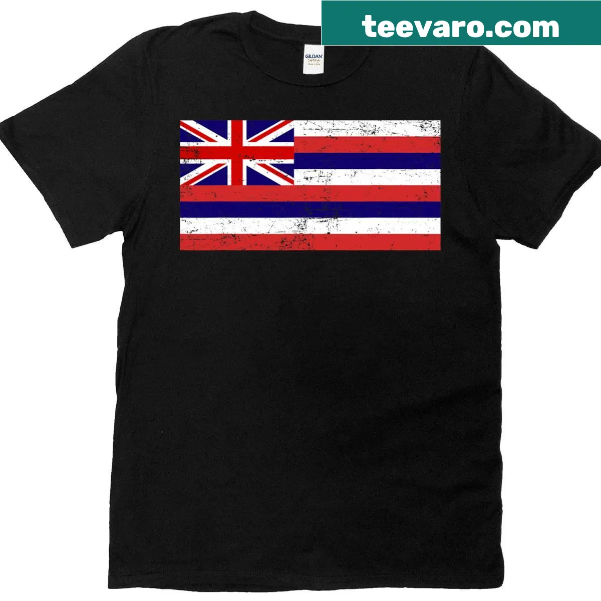 Vintage distressed T-shirt featuring the Hawaiian Islands flag — on a men's t-shirt