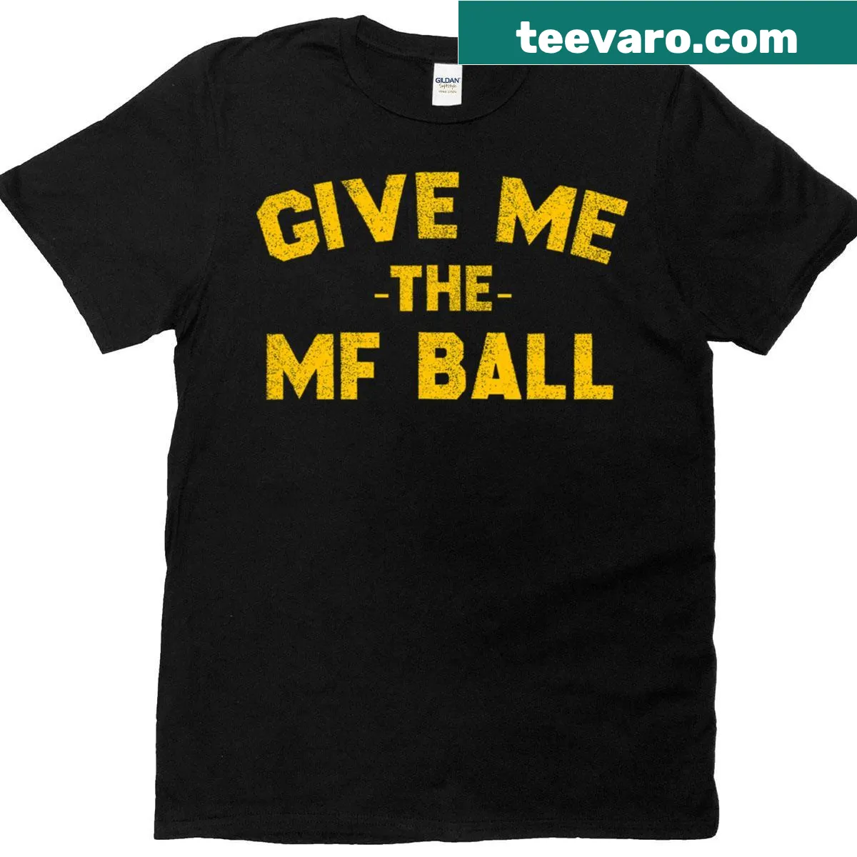 Bold humorous t-shirt with playful phrase about giving — on a men's t-shirt