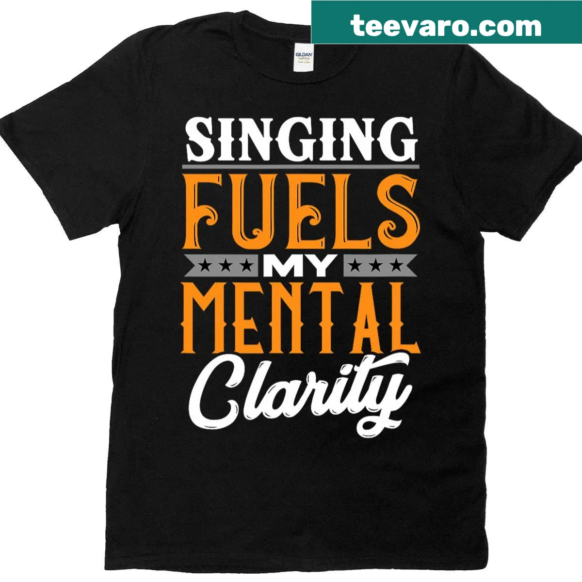Inspirational T-shirt featuring quote about mental clarity and singing — on a men's t-shirt