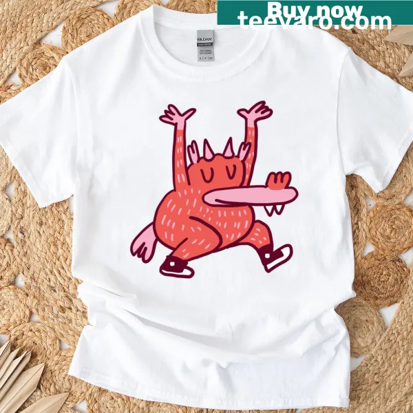 Playful dancing monster illustration on a T-shirt